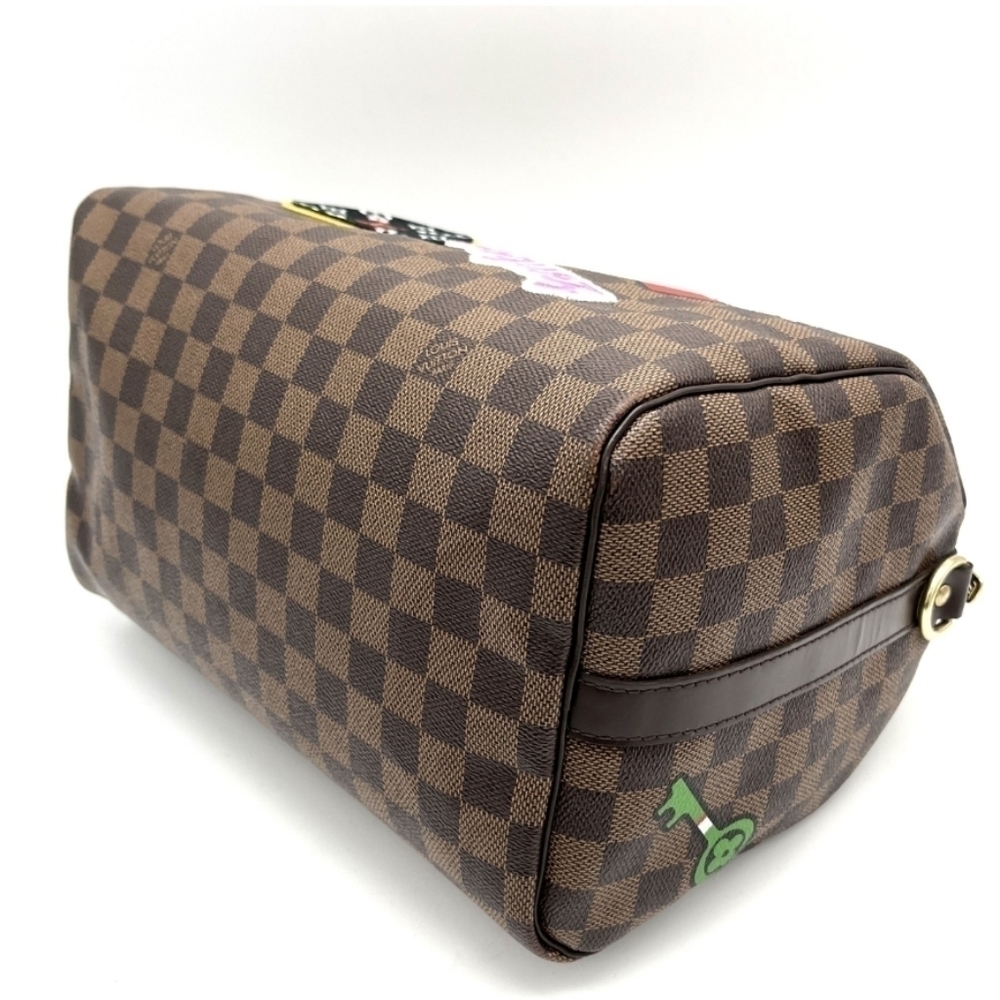 Authentic Louis Vuitton Limited Edition Damier Ebene Patches Speedy Bandouliere - Picture 5 of 9